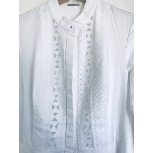 Elie Tahari Midi Dress White Cotton Size 2 - Picture 4 of 8